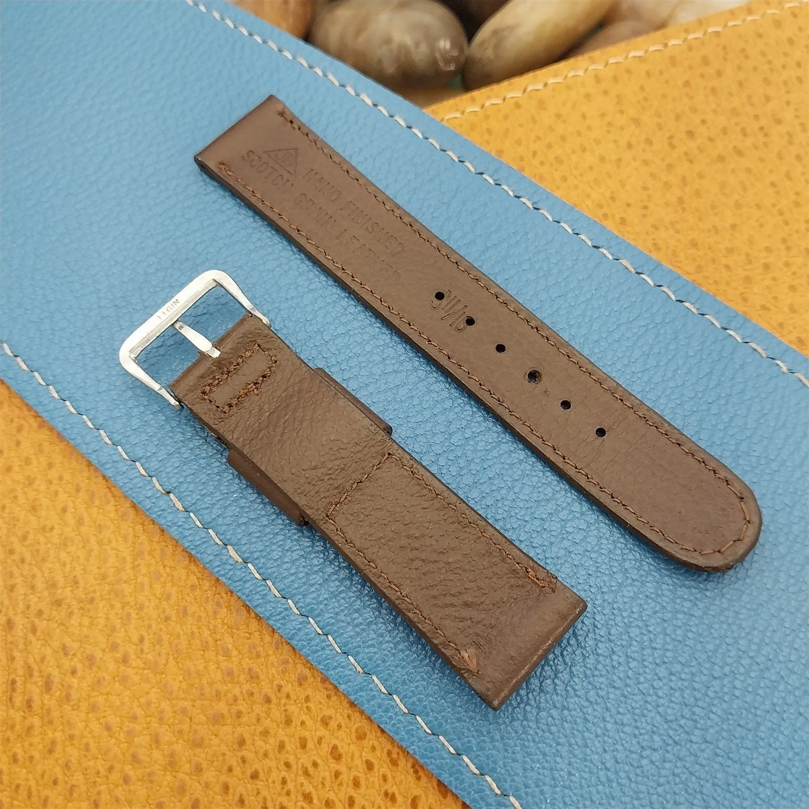 Elgin Buckle & 17.2mm JB Champion Short Scotch Grain 1950s Vintage Watch Band
