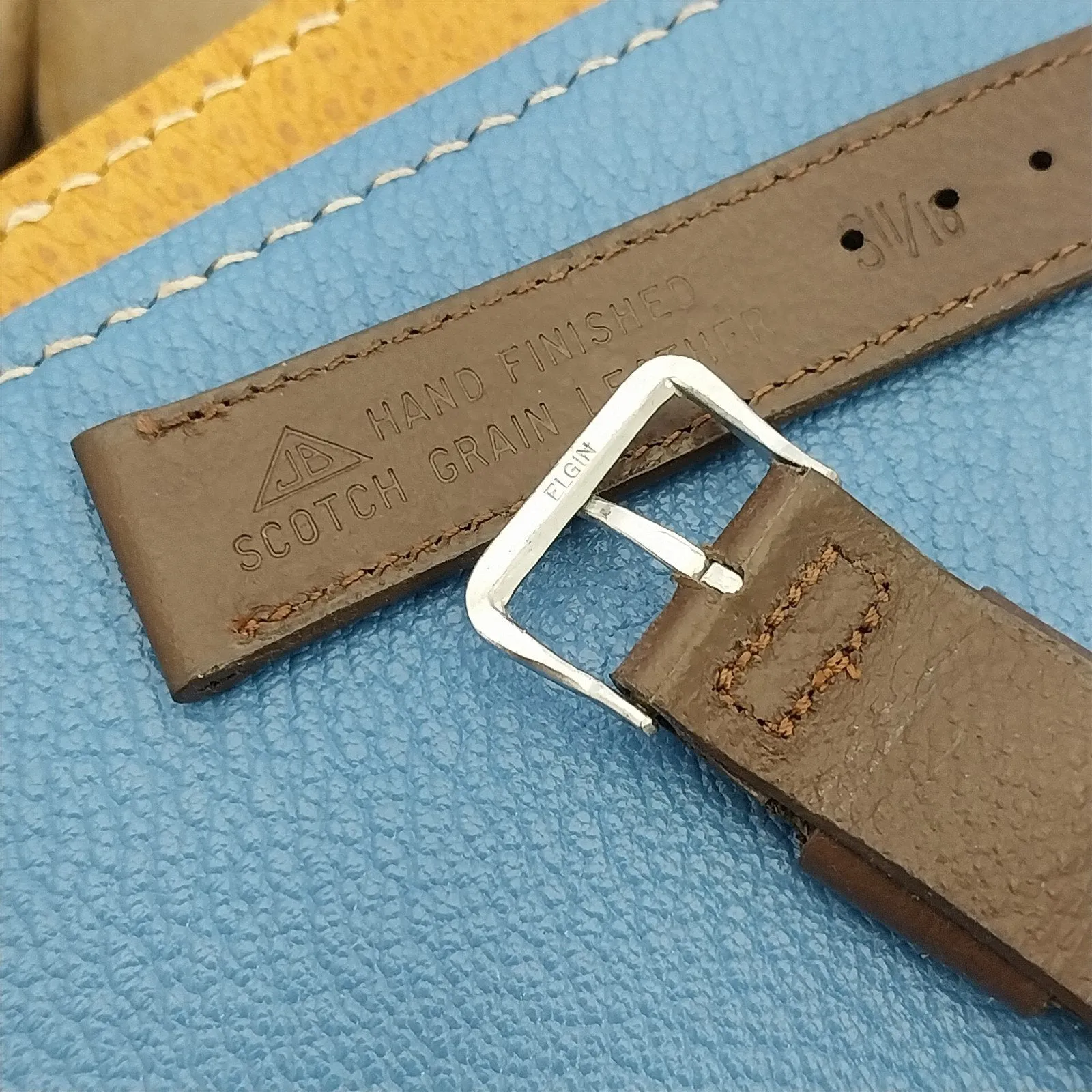Elgin Buckle & 17.2mm JB Champion Short Scotch Grain 1950s Vintage Watch Band