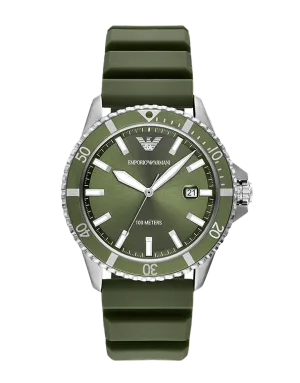 Emporio Armani- World Explorer Three-Hand Date Green Silicone Watch-AR11638-789080
