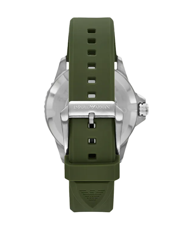 Emporio Armani- World Explorer Three-Hand Date Green Silicone Watch-AR11638-789080
