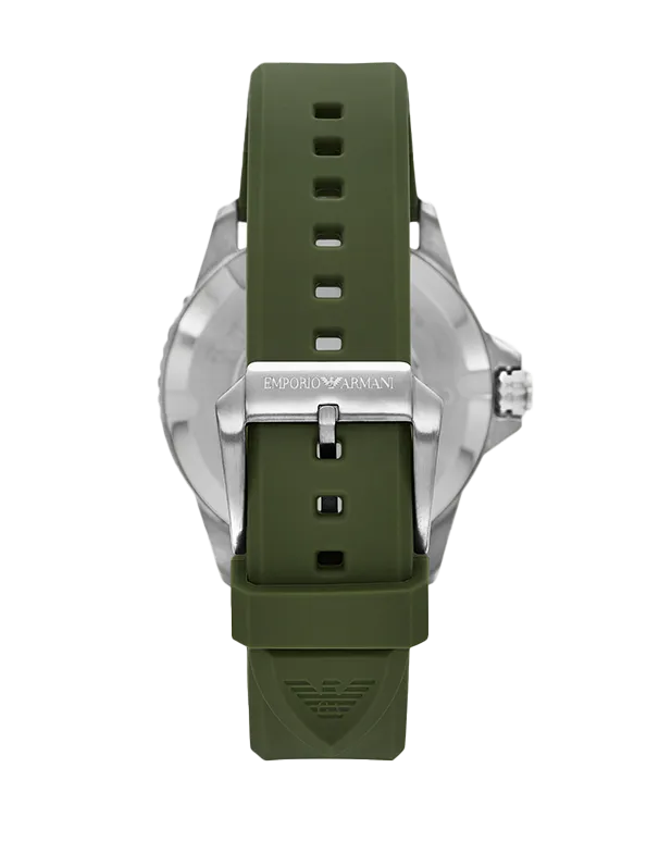 Emporio Armani- World Explorer Three-Hand Date Green Silicone Watch-AR11638-789080