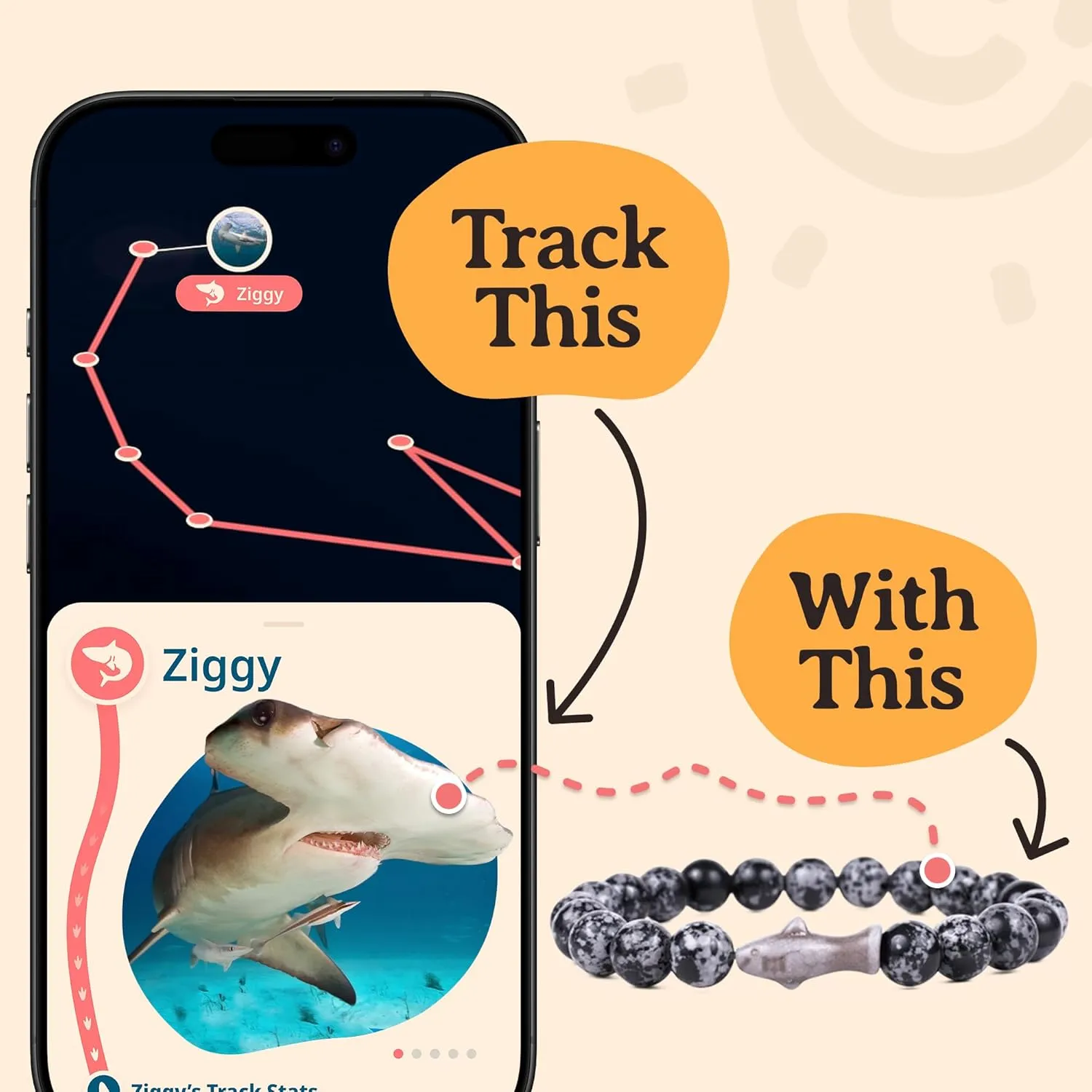 Fahlo Shark Tracking Bracelet, Elastic, supports Saving The Blue, one size fits most for Men and Women