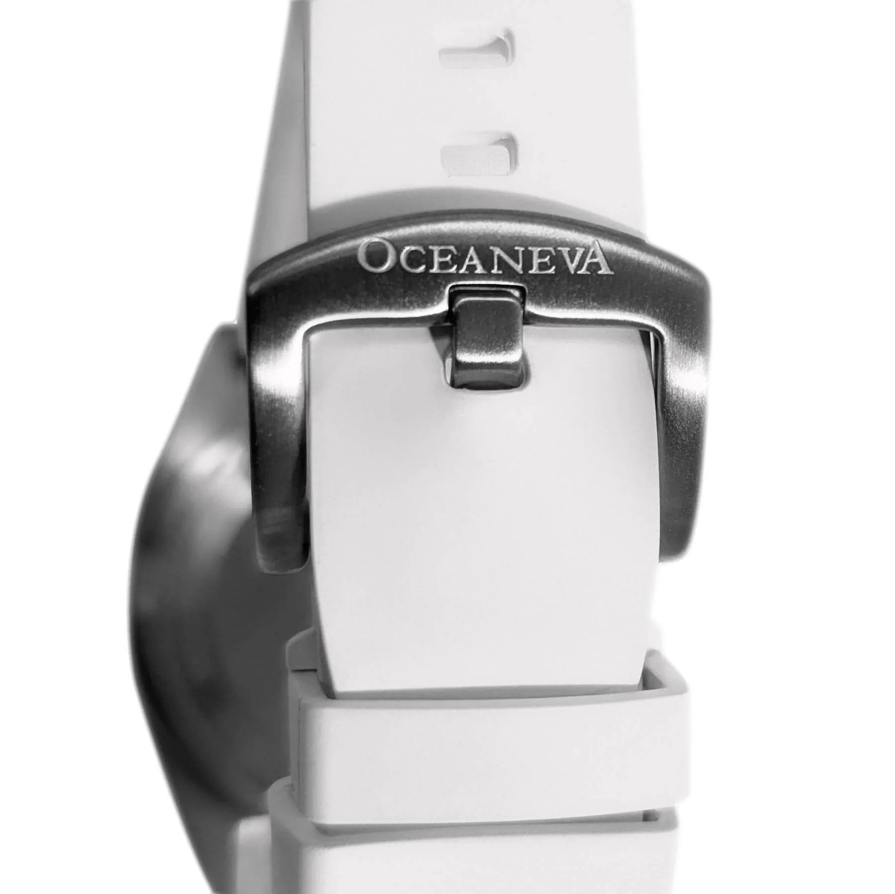 FKM White Rubber Strap - BRUSHED Steel Buckle