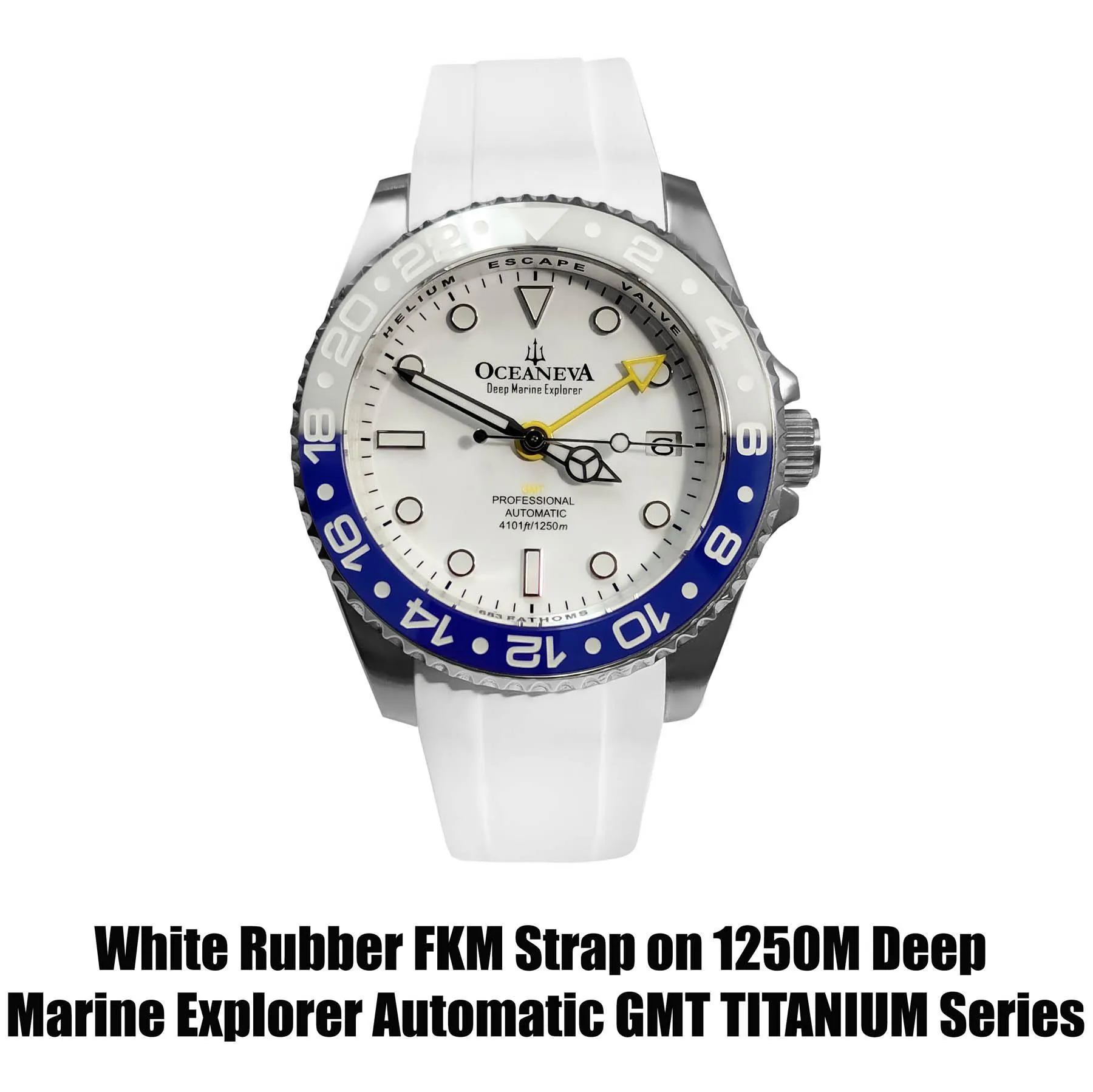 FKM White Rubber Strap - BRUSHED Steel Buckle