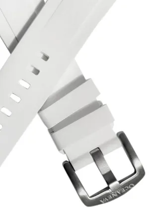 FKM White Rubber Strap - BRUSHED Steel Buckle