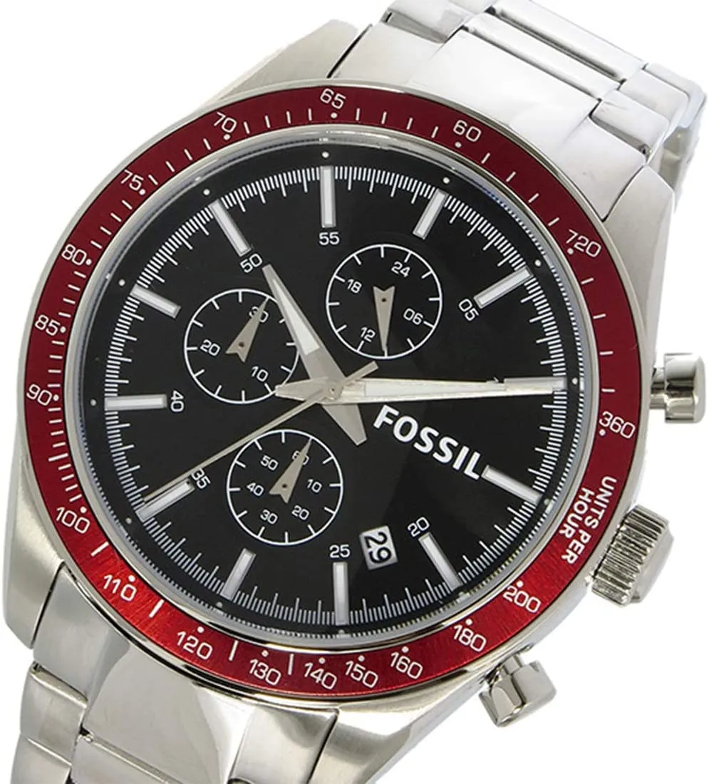 Fossil Chronograph Black Dial Stainless Steel Men's Watch BQ2086