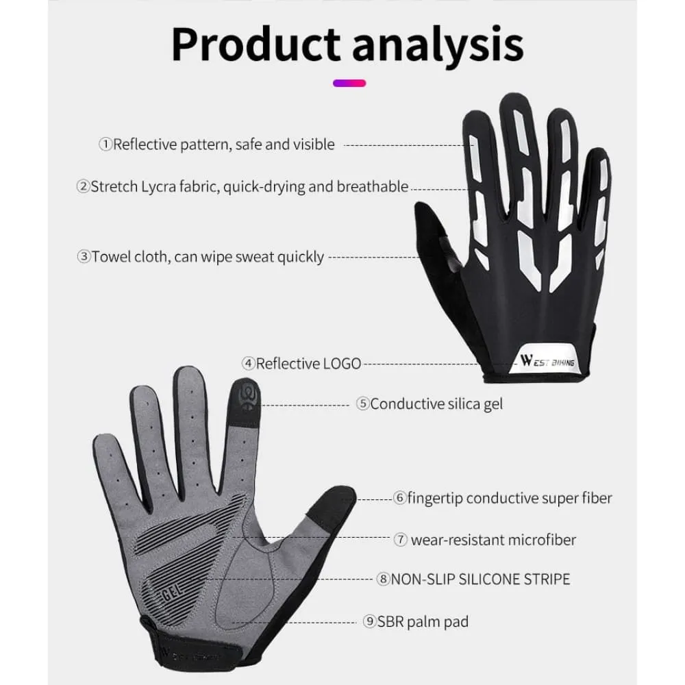 Full Finger Half Finger Anti Slip Reflective Cycling Gloves