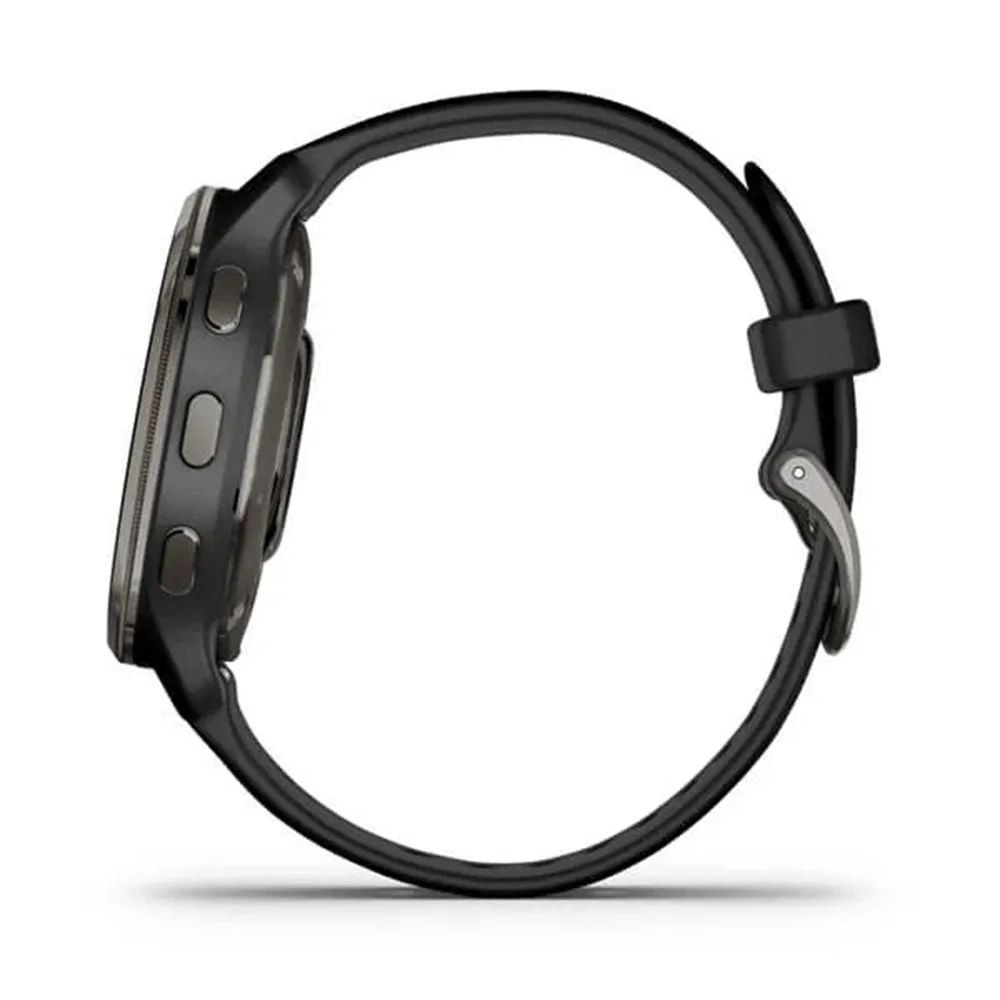 Garmin Venu 2 Plus Slate Stainless Steel Bezel with Black Case and Silicone Band Advance Health and Monitoring Smartatch - 010-02496-01
