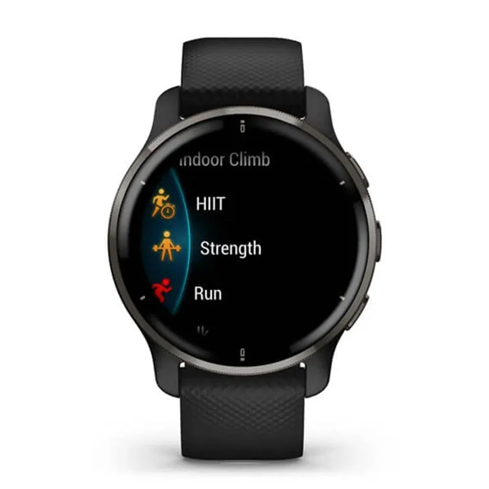 Garmin Venu 2 Plus Slate Stainless Steel Bezel with Black Case and Silicone Band Advance Health and Monitoring Smartatch - 010-02496-01