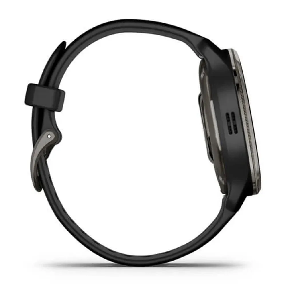Garmin Venu 2 Plus Slate Stainless Steel Bezel with Black Case and Silicone Band Advance Health and Monitoring Smartatch - 010-02496-01