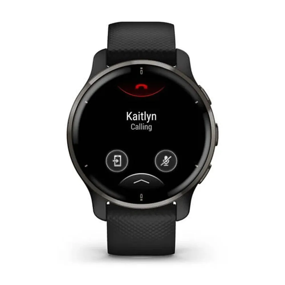 Garmin Venu 2 Plus Slate Stainless Steel Bezel with Black Case and Silicone Band Advance Health and Monitoring Smartatch - 010-02496-01