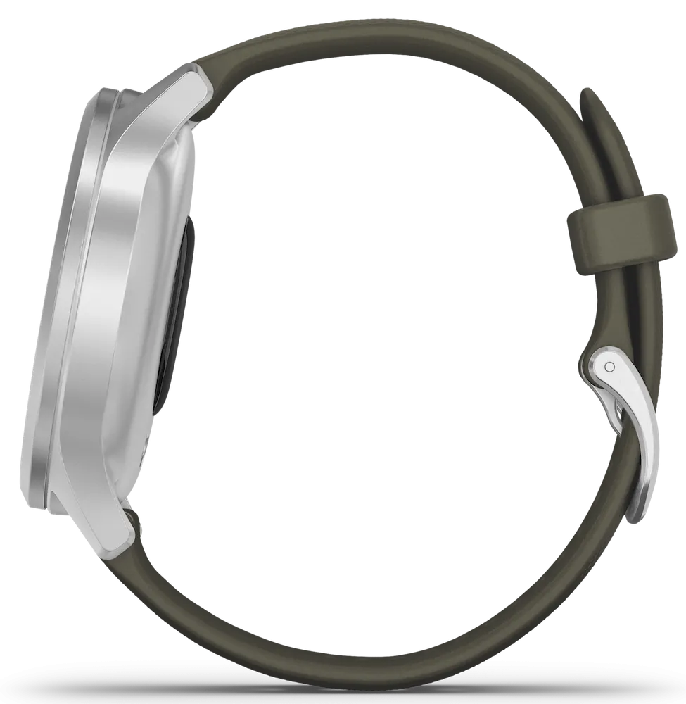 Garmin Vivomove Style Silver Aluminium Case Moss Silicone