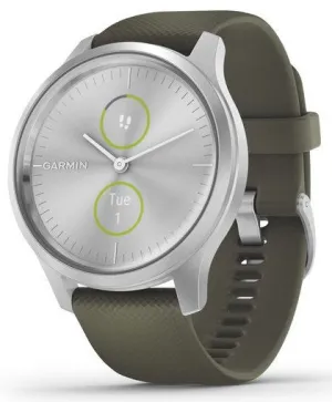 Garmin Vivomove Style Silver Aluminium Case Moss Silicone