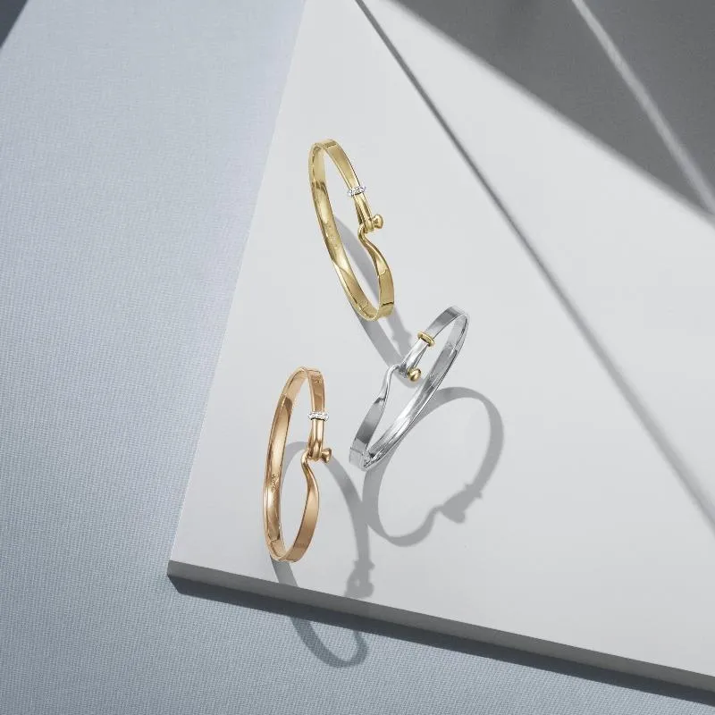 Georg Jensen Sterling Silver Yellow Gold Torun Bangle