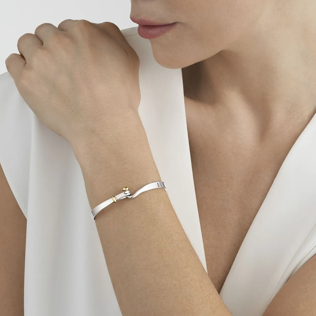 Georg Jensen Sterling Silver Yellow Gold Torun Bangle