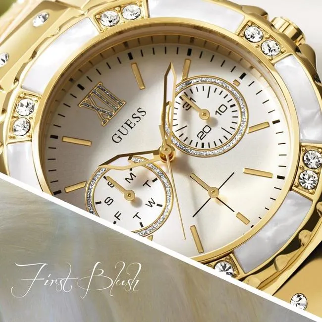 Guess Beige Multifunction Leather Women's Watch U0775L2