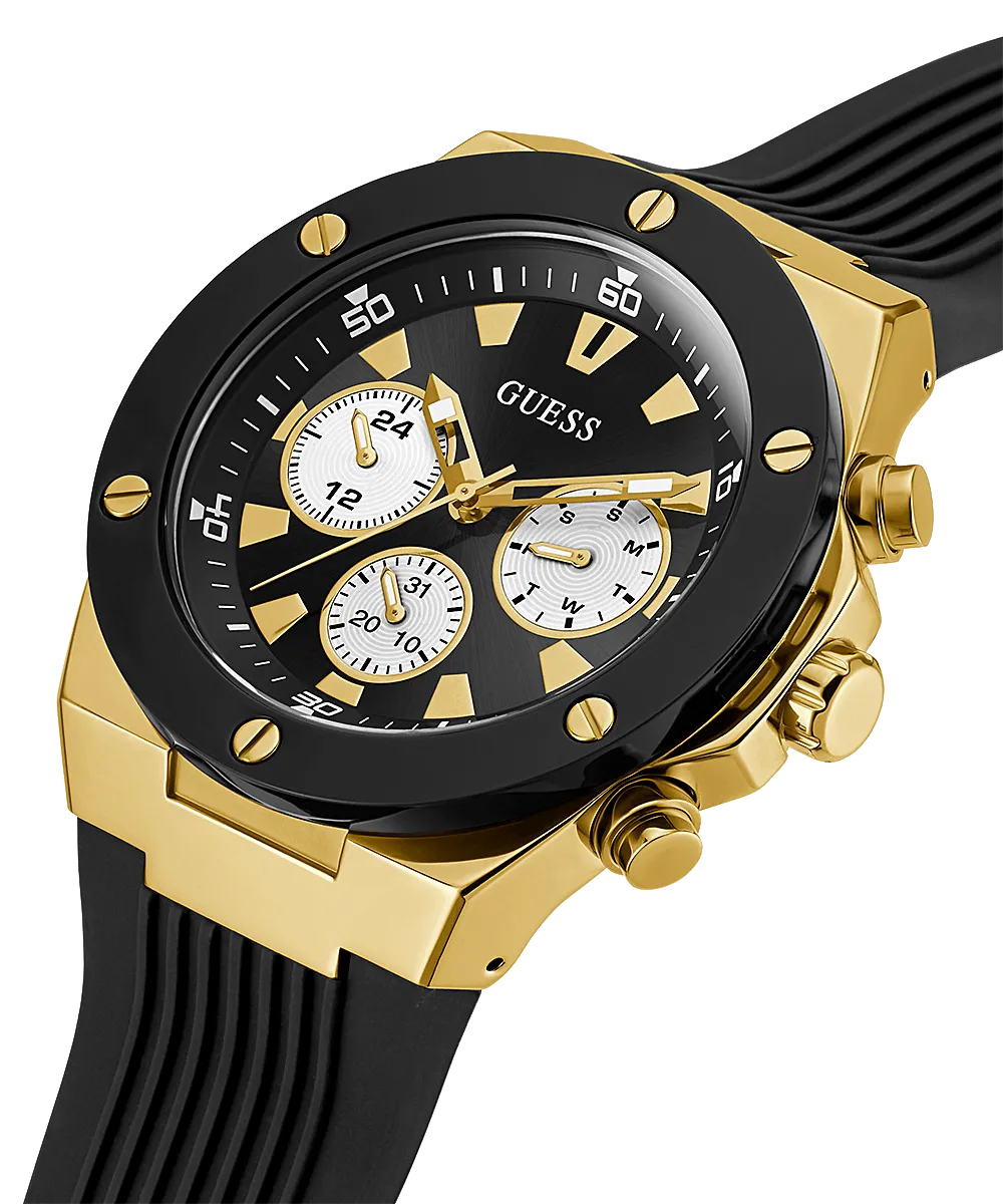 Guess Gold Case Black Strap Men's Watch GW0057G1