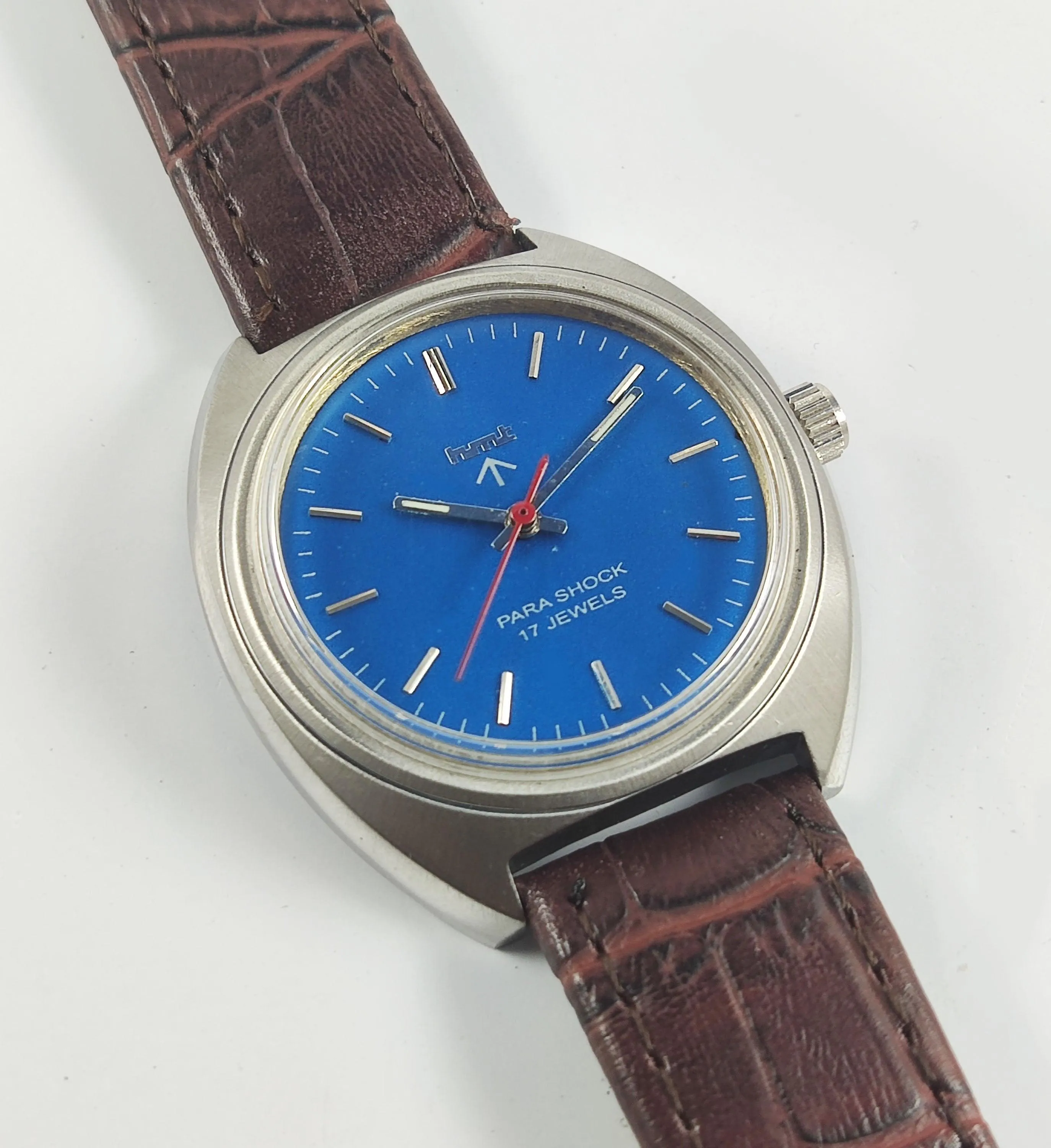 HMT Para Shock 17 Jewels Blue Dial Mechanical Handwinding Men's Watch