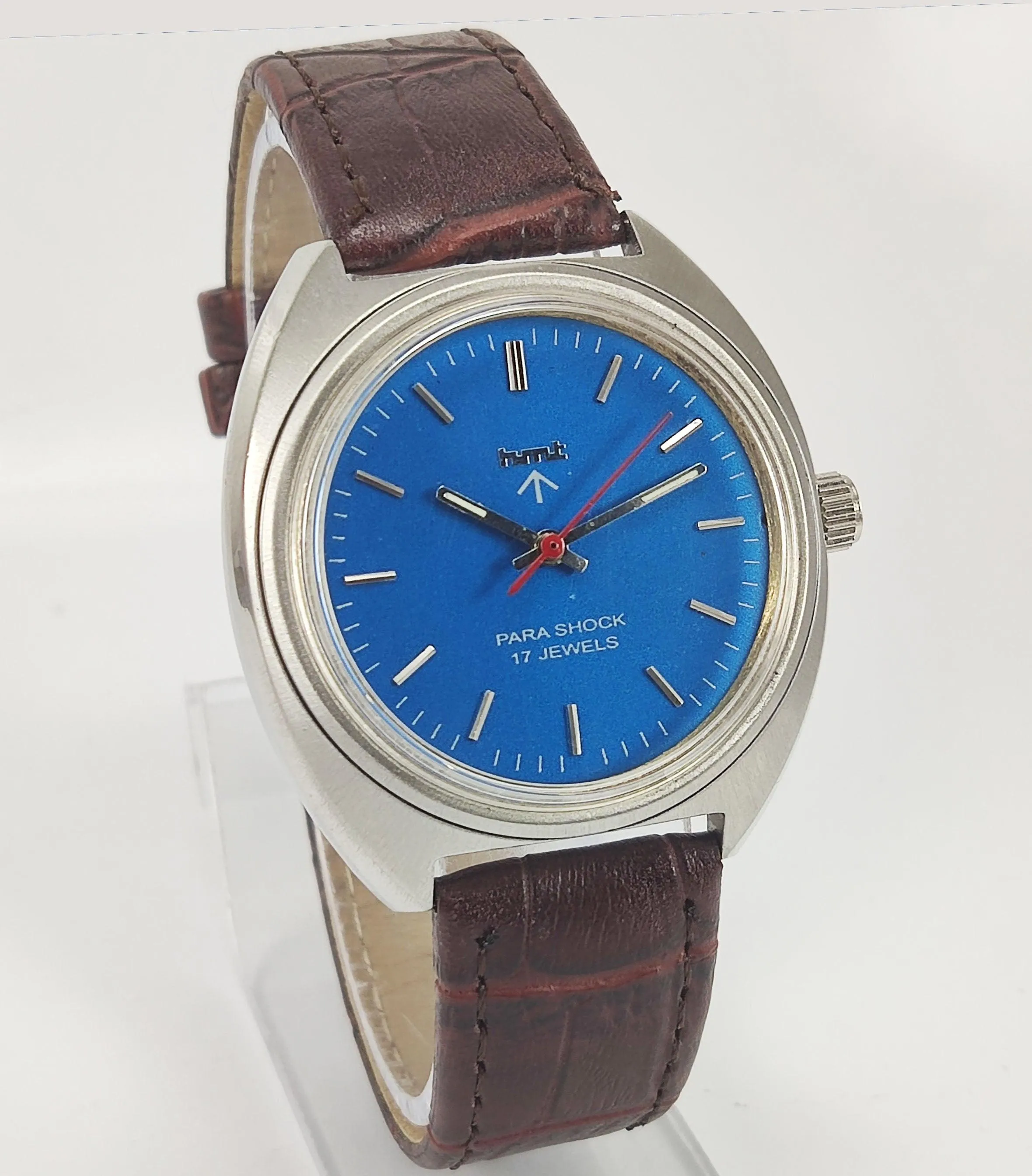 HMT Para Shock 17 Jewels Blue Dial Mechanical Handwinding Men's Watch