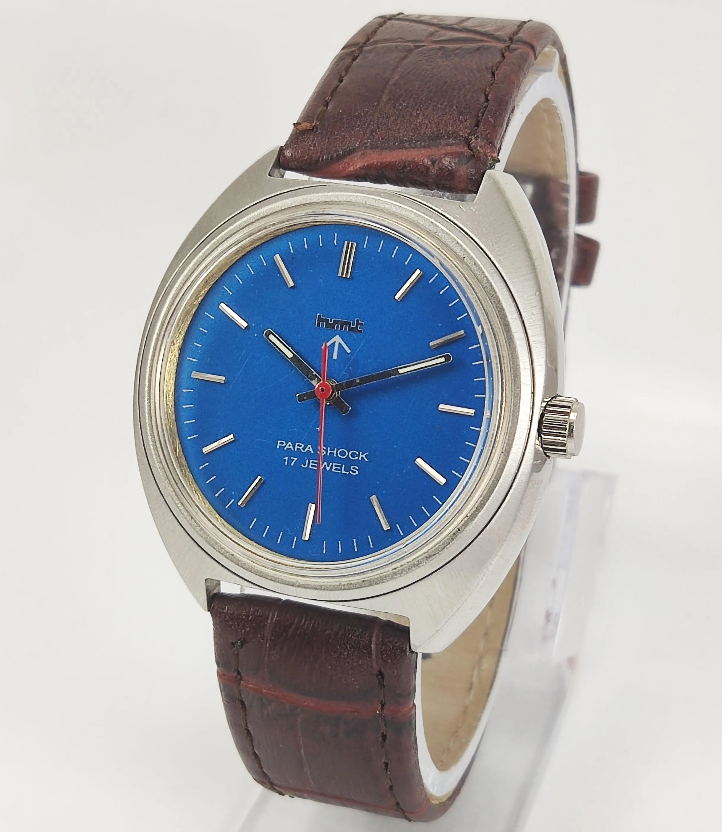 HMT Para Shock 17 Jewels Blue Dial Mechanical Handwinding Men's Watch