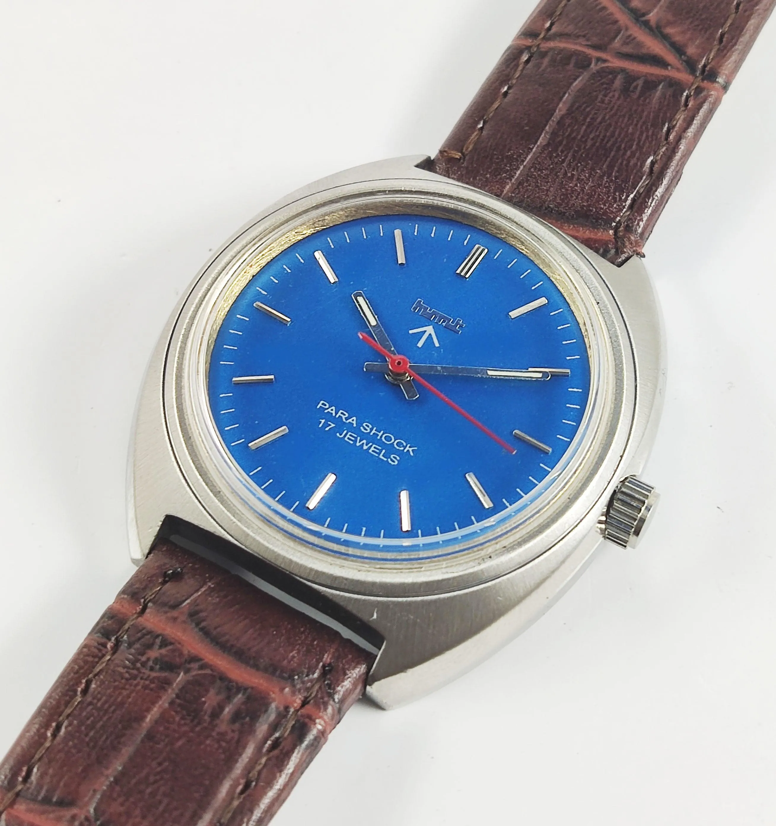HMT Para Shock 17 Jewels Blue Dial Mechanical Handwinding Men's Watch