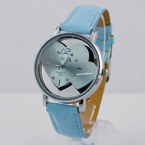 Hot Selling Cute Heart Shaped Round Face Women Girls Quartz Wrist Watches