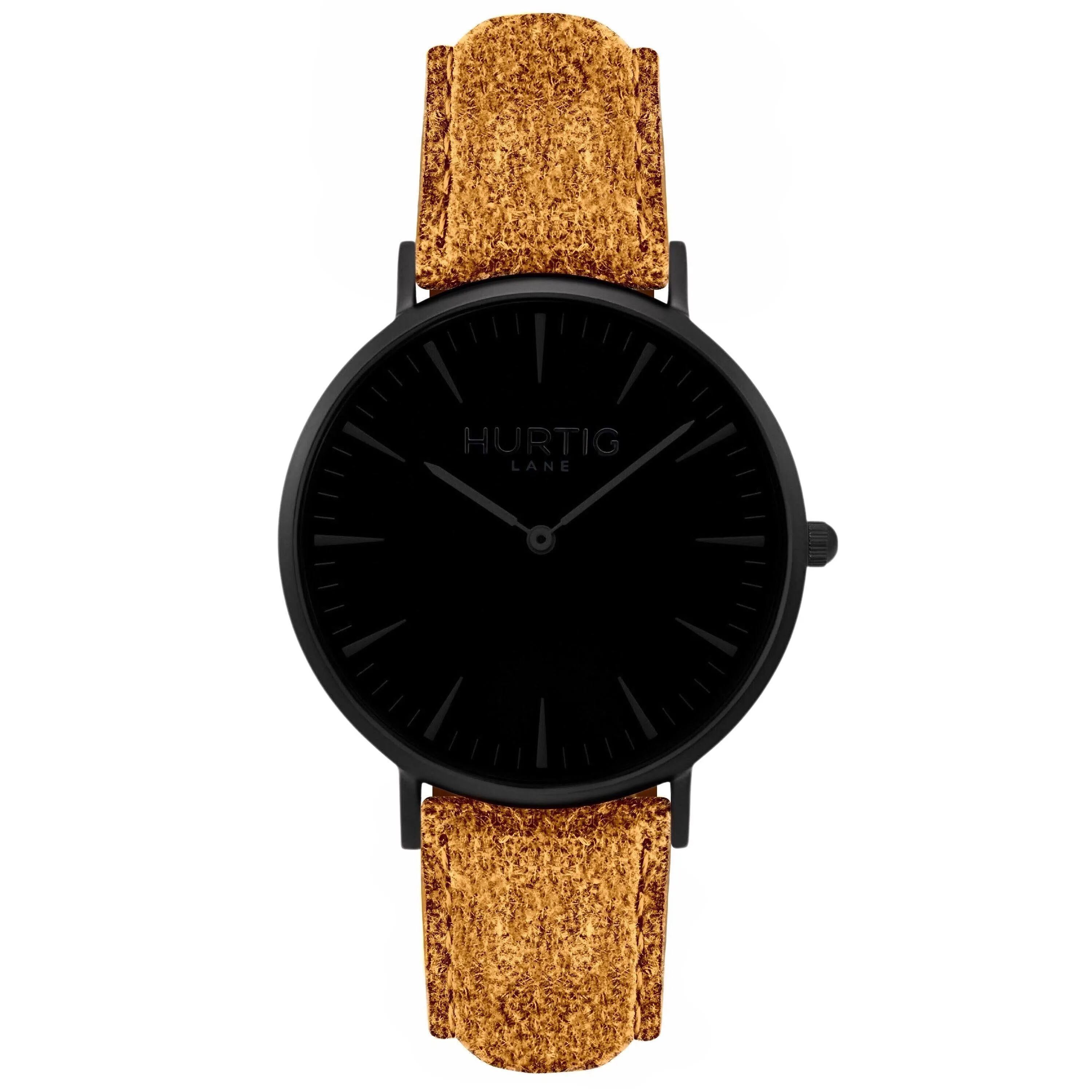 Hymnal Vegan Watch Tweed All Black & Camel Brown