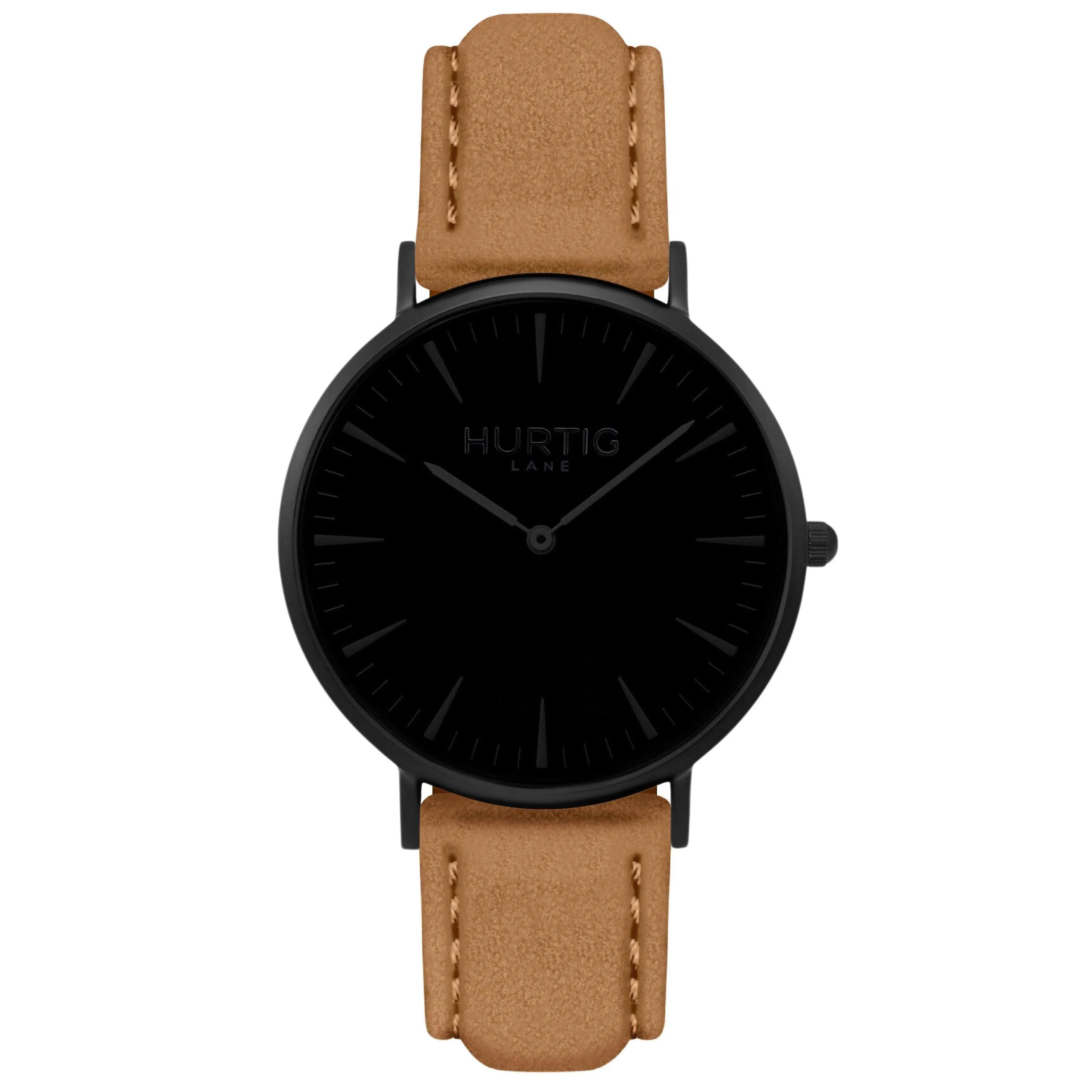 Hymnal Vegan Watch Tweed All Black & Camel Brown
