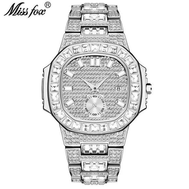 Iced Out Watches  Top Brand Luxury Watch  Full Diamond