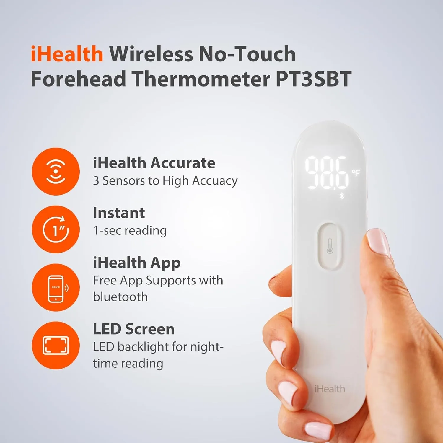 iHealth Smart Bluetooth Thermometer for Adults and Kids - PT3SBT