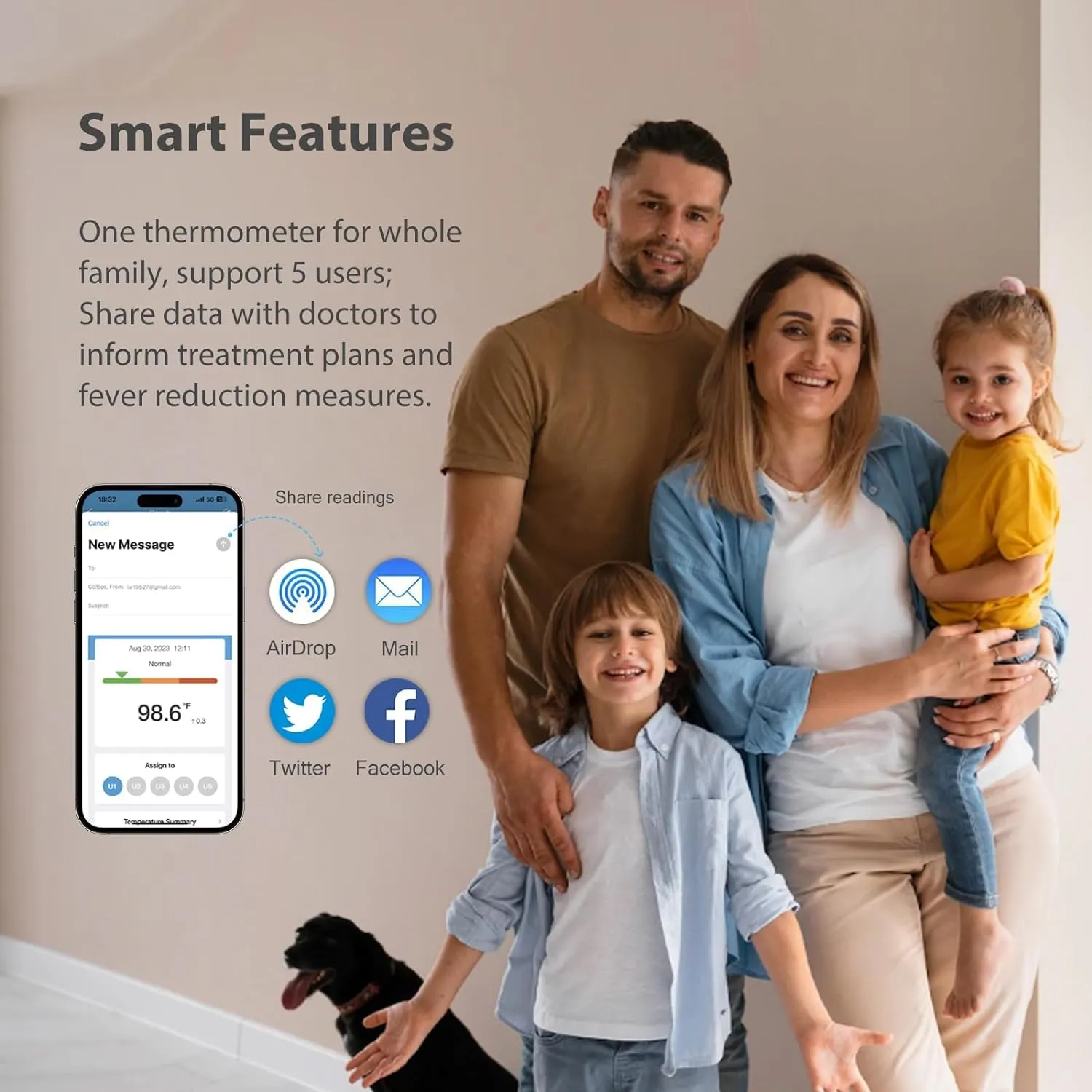 iHealth Smart Bluetooth Thermometer for Adults and Kids - PT3SBT