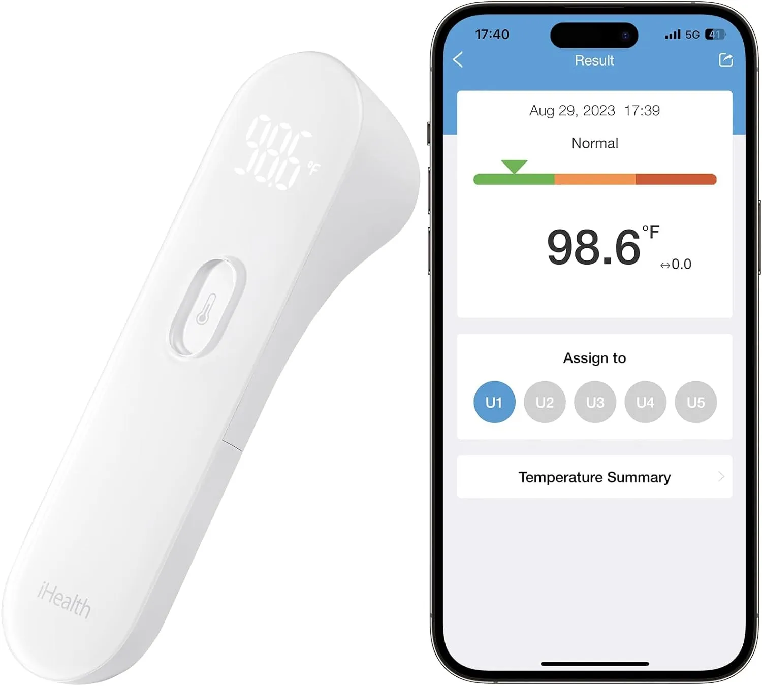 iHealth Smart Bluetooth Thermometer for Adults and Kids - PT3SBT
