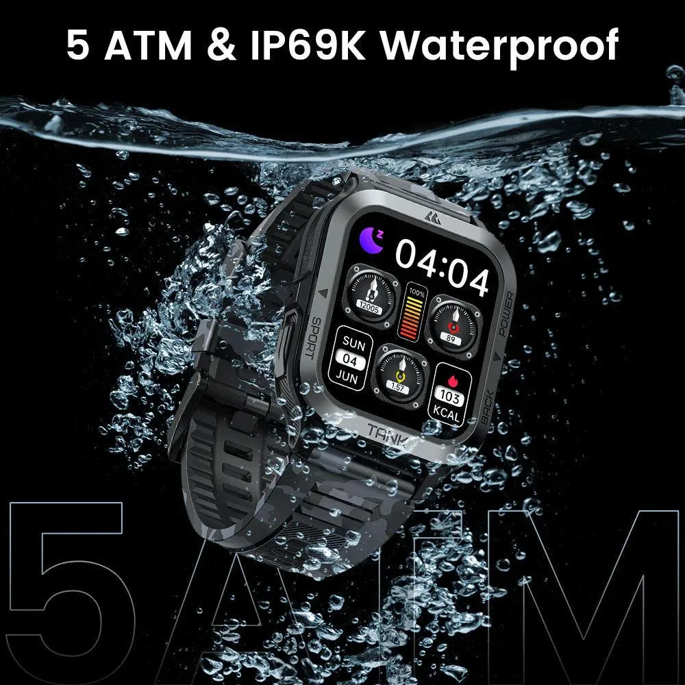 Kospet Tank M2 Military Smart Watch Black x Orange Metal Case With Black Silicone Rubber Strap (Open Box)