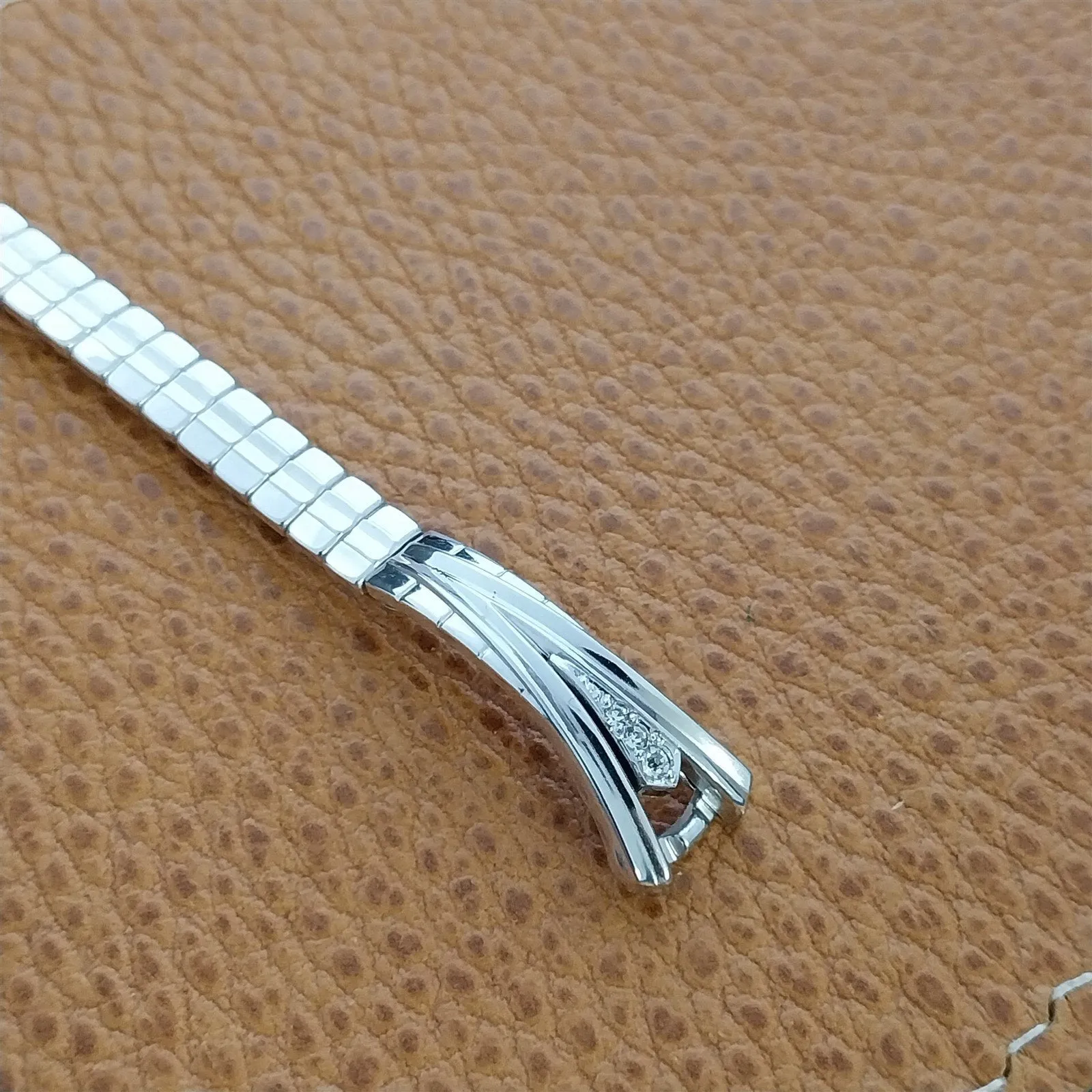 Ladies White Gold-Filled Diamond Adorna 1950s Unused Vintage Watch Band