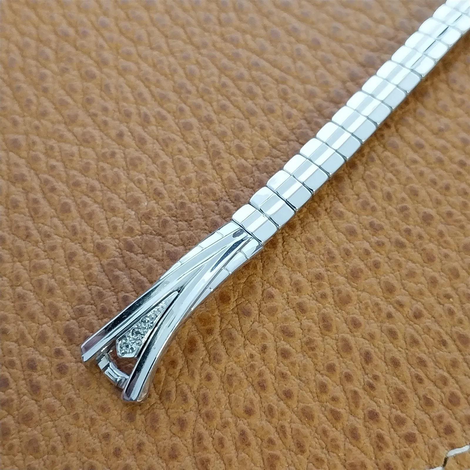 Ladies White Gold-Filled Diamond Adorna 1950s Unused Vintage Watch Band