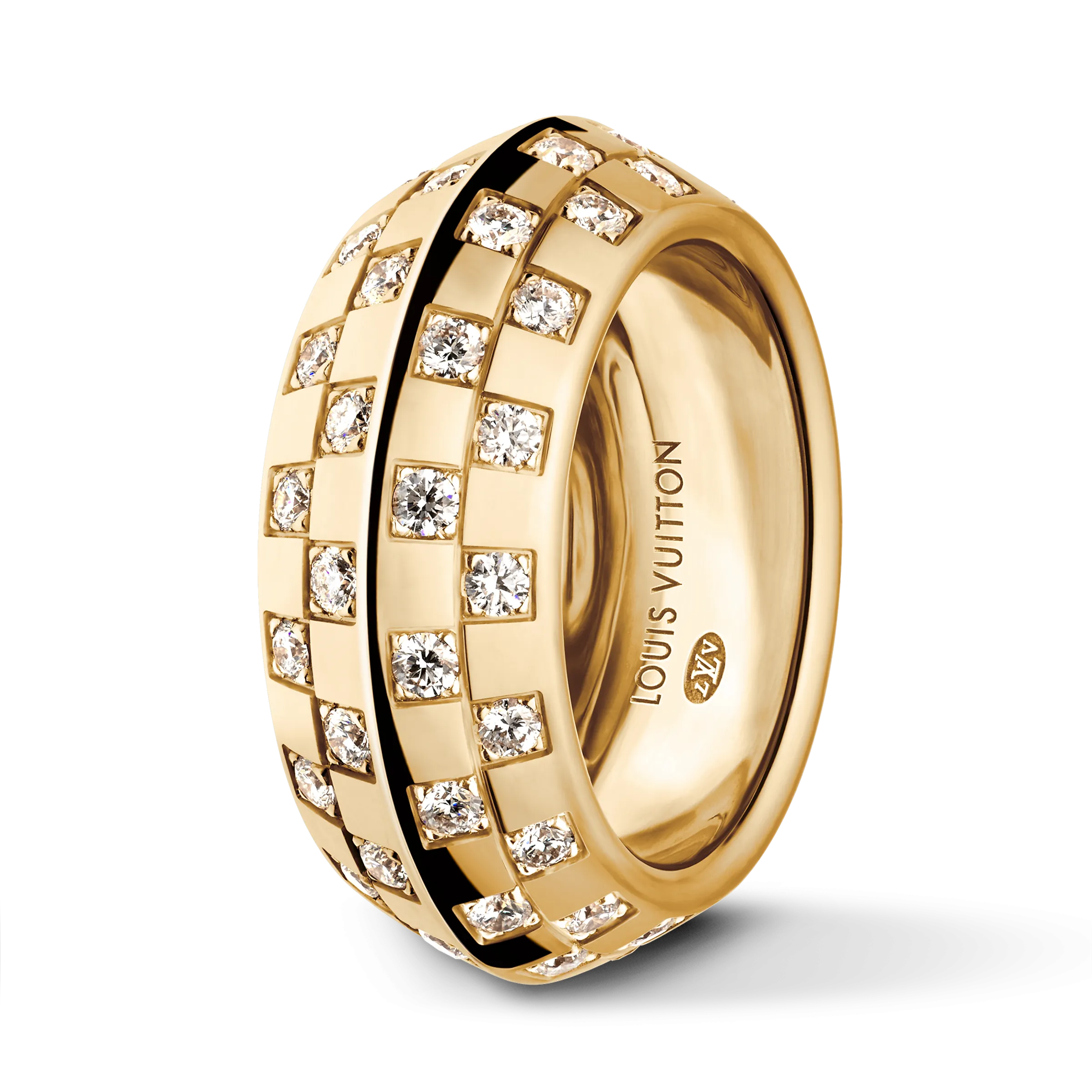 Le Damier De Louis Vuitton Ring, Yellow Gold and Diamonds