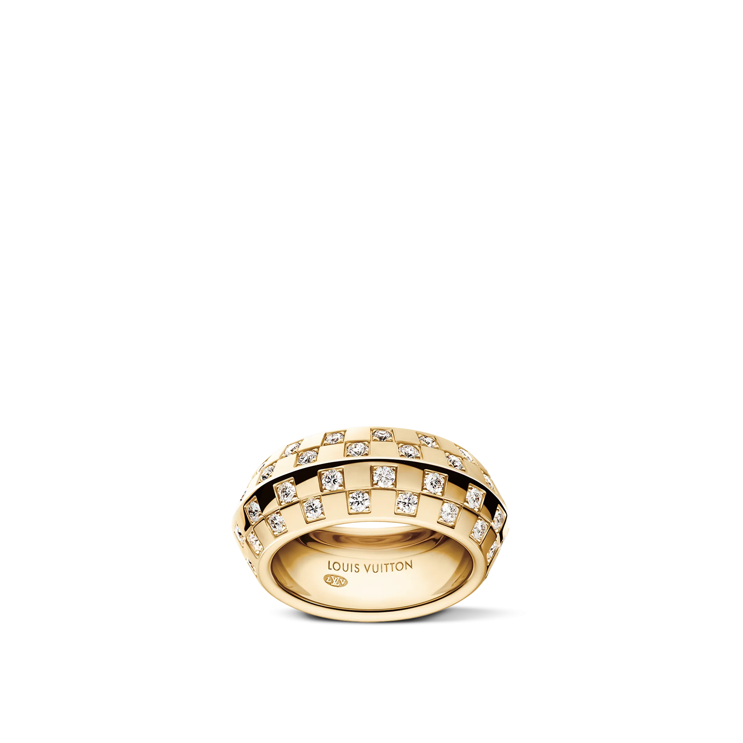 Le Damier De Louis Vuitton Ring, Yellow Gold and Diamonds