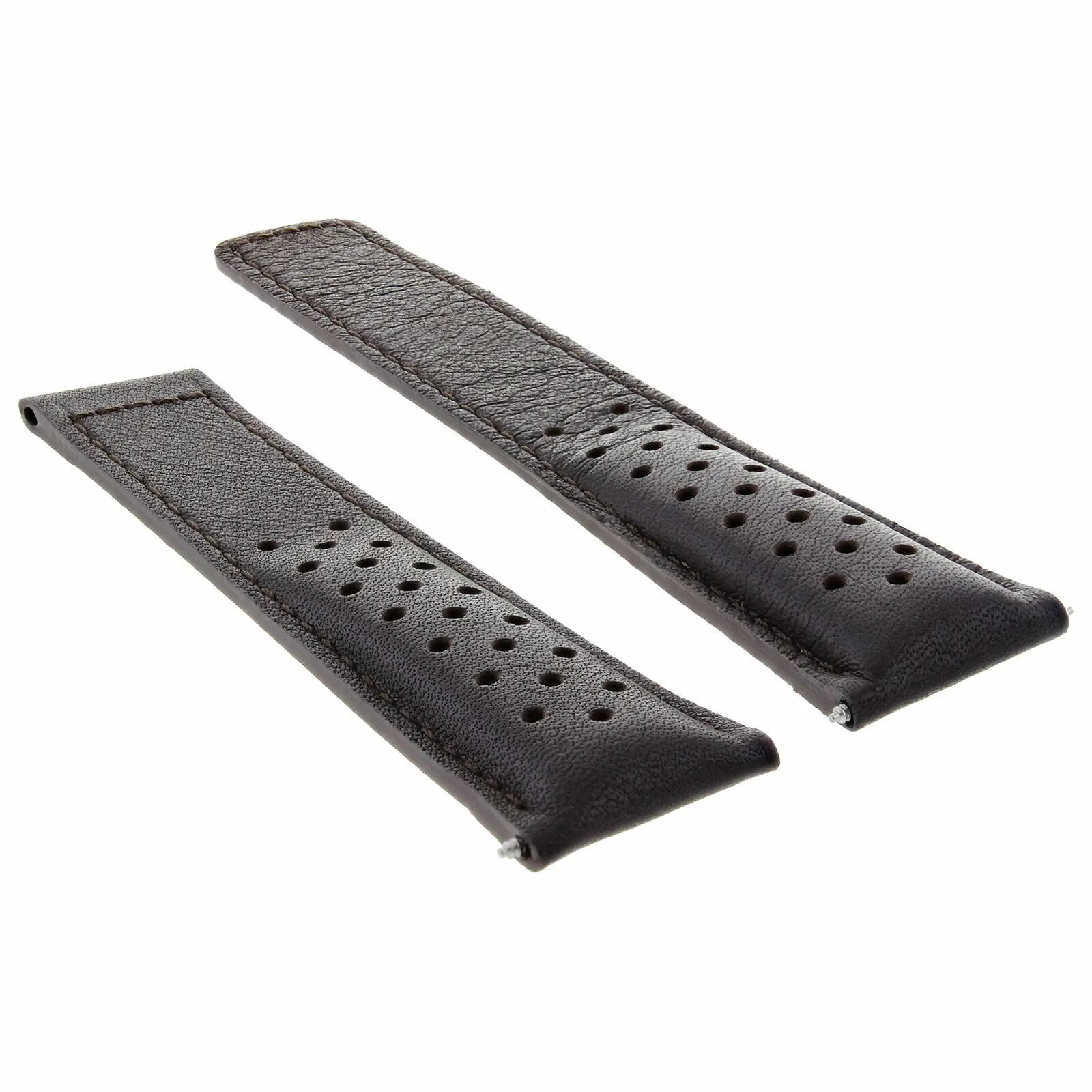 LEATHER BAND STRAP DEPLOYMENT CLASP 20/16MM FOR TAG HEUER MONZA BROWN PERFORAT