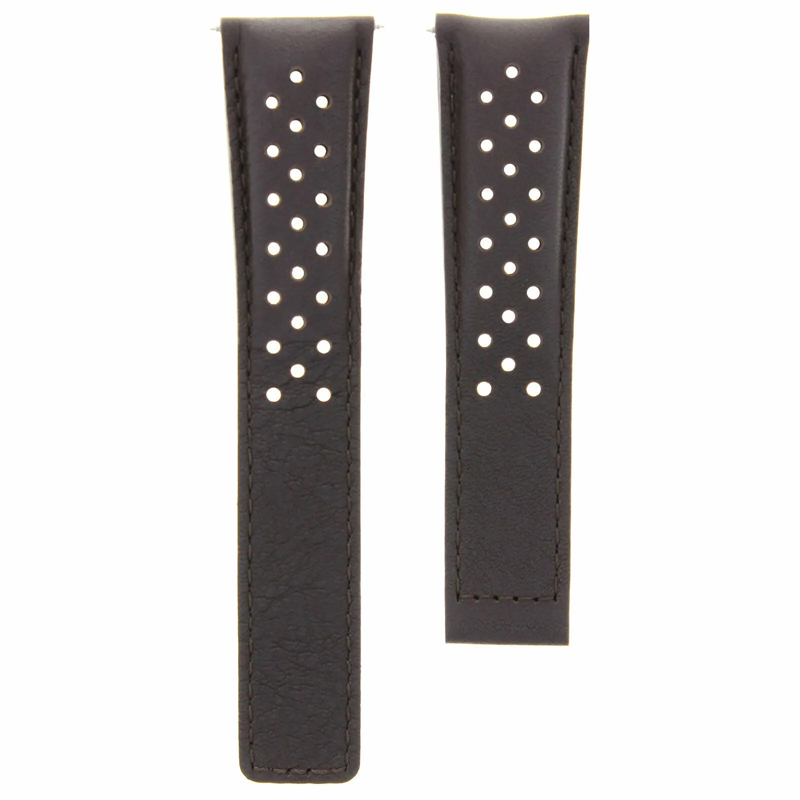 LEATHER BAND STRAP DEPLOYMENT CLASP 20/16MM FOR TAG HEUER MONZA BROWN PERFORAT