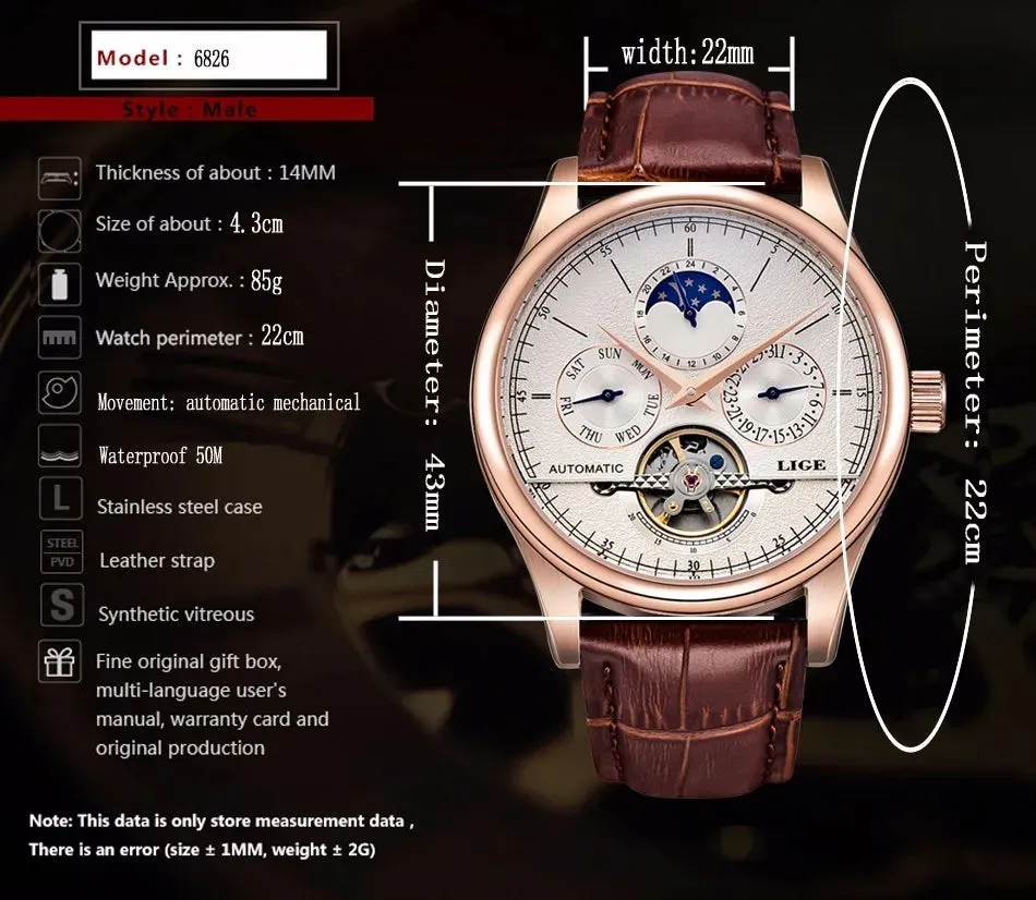 LIGE Men's Watch