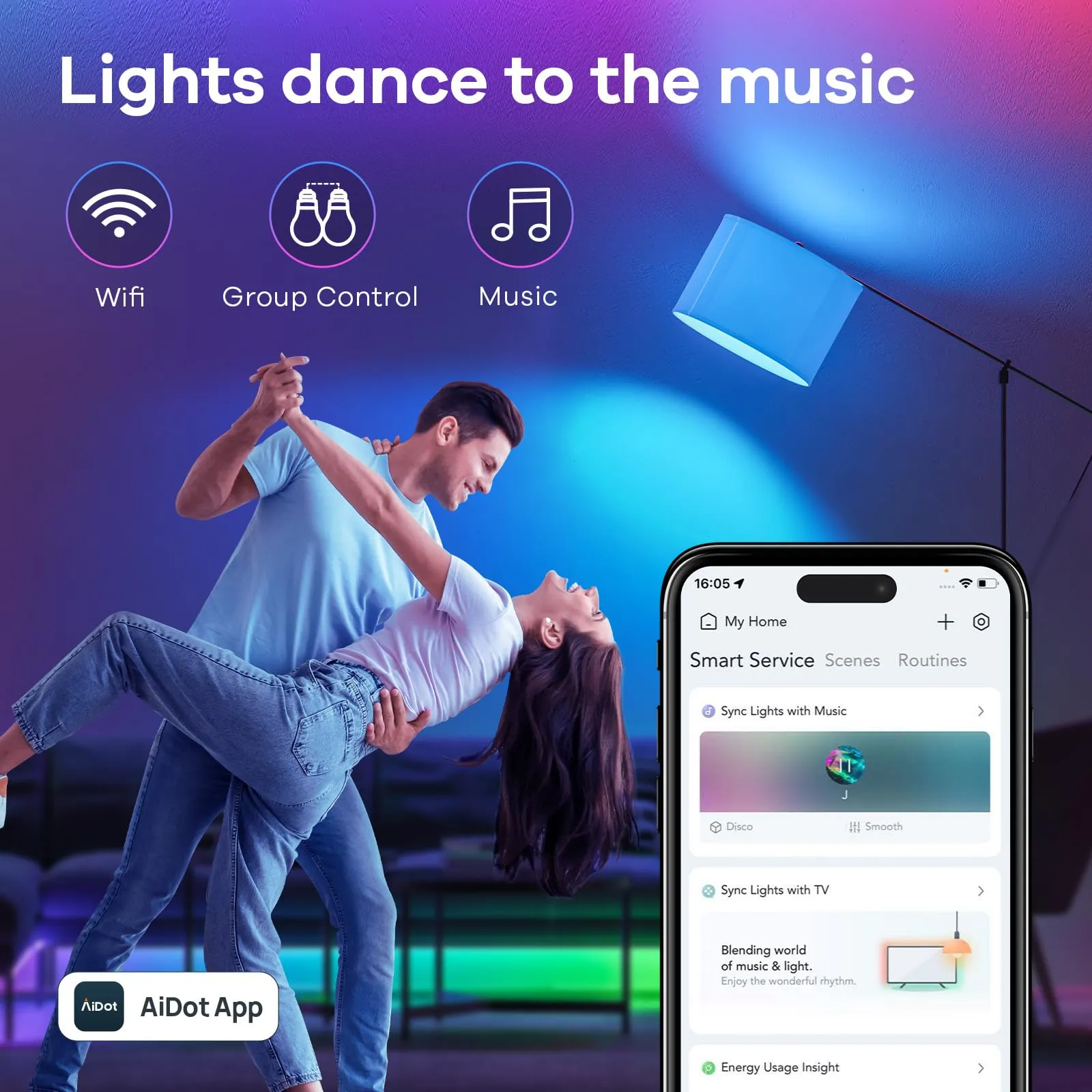 Linkind Smart Light Bulbs, Smart Bulb That Work with Alexa & Google Home, LED Light Bulbs Color Changing, 64 Preset Scenes, Music Sync, A19 E26 2.4GHz RGBTW WiFi Bluetooth Light Bulb 60W, 800LM, 4Pack