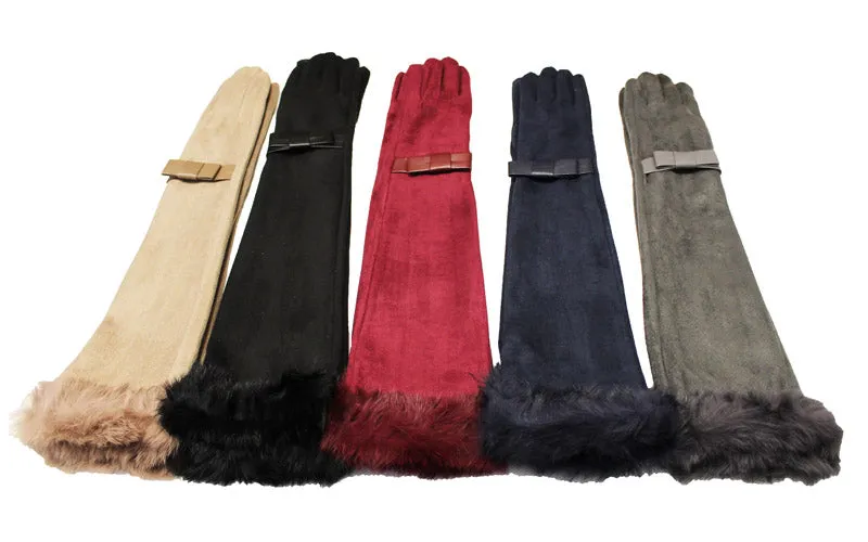 Long Suede Touchscreen Gloves-GF1802