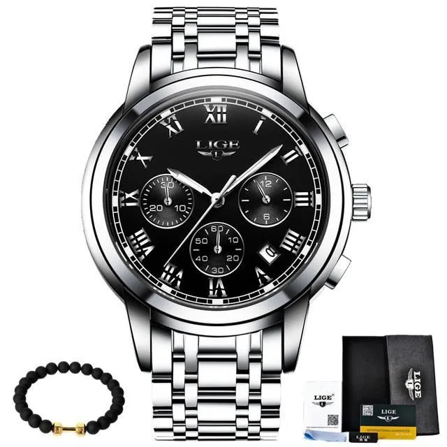 Luxury Watch Mens Quartz Stainless Steel Fashion Chronograph Watch