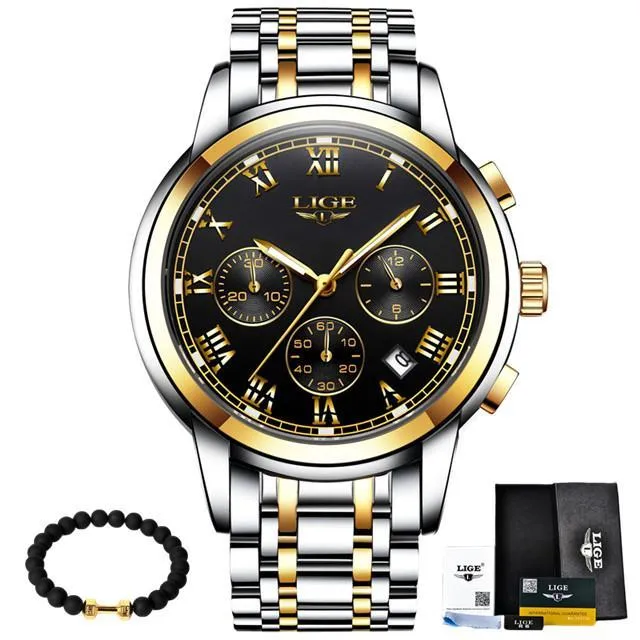 Luxury Watch Mens Quartz Stainless Steel Fashion Chronograph Watch
