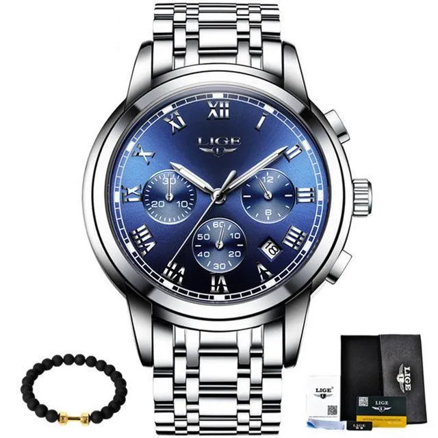 Luxury Watch Mens Quartz Stainless Steel Fashion Chronograph Watch