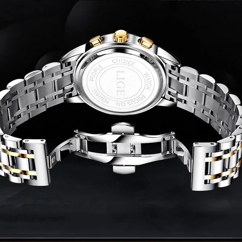 Luxury Watch Mens Quartz Stainless Steel Fashion Chronograph Watch