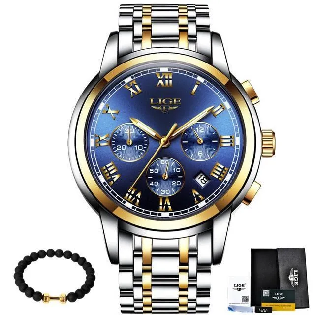 Luxury Watch Mens Quartz Stainless Steel Fashion Chronograph Watch