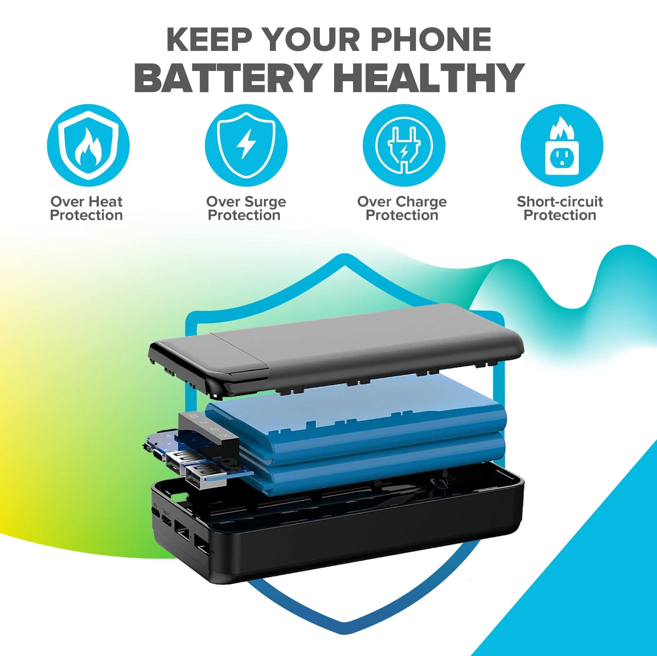Maplin Dudao 20000mAh Portable Power Bank with Integrated USB-C, Micro USB & Lightning Cables