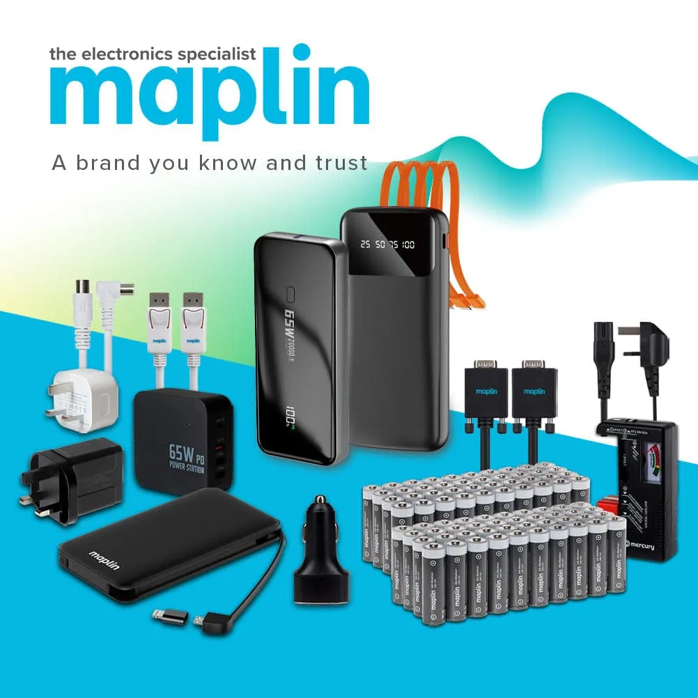 Maplin Dudao 20000mAh Portable Power Bank with Integrated USB-C, Micro USB & Lightning Cables