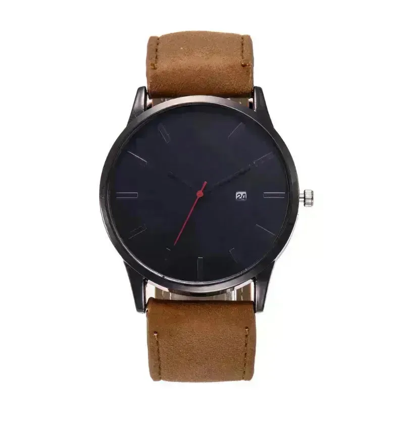 Men watch Fashion Business Large Dial Watch For Men's Matte Belt Simple Quartz Wrist Watch Men clock